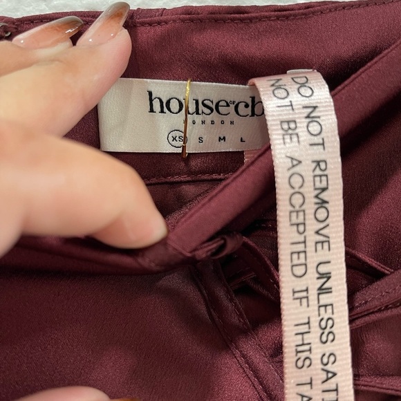 House of CB Sidonie Lace-Up Satin Trumpet Midi Skirt - Picture 3 of 6